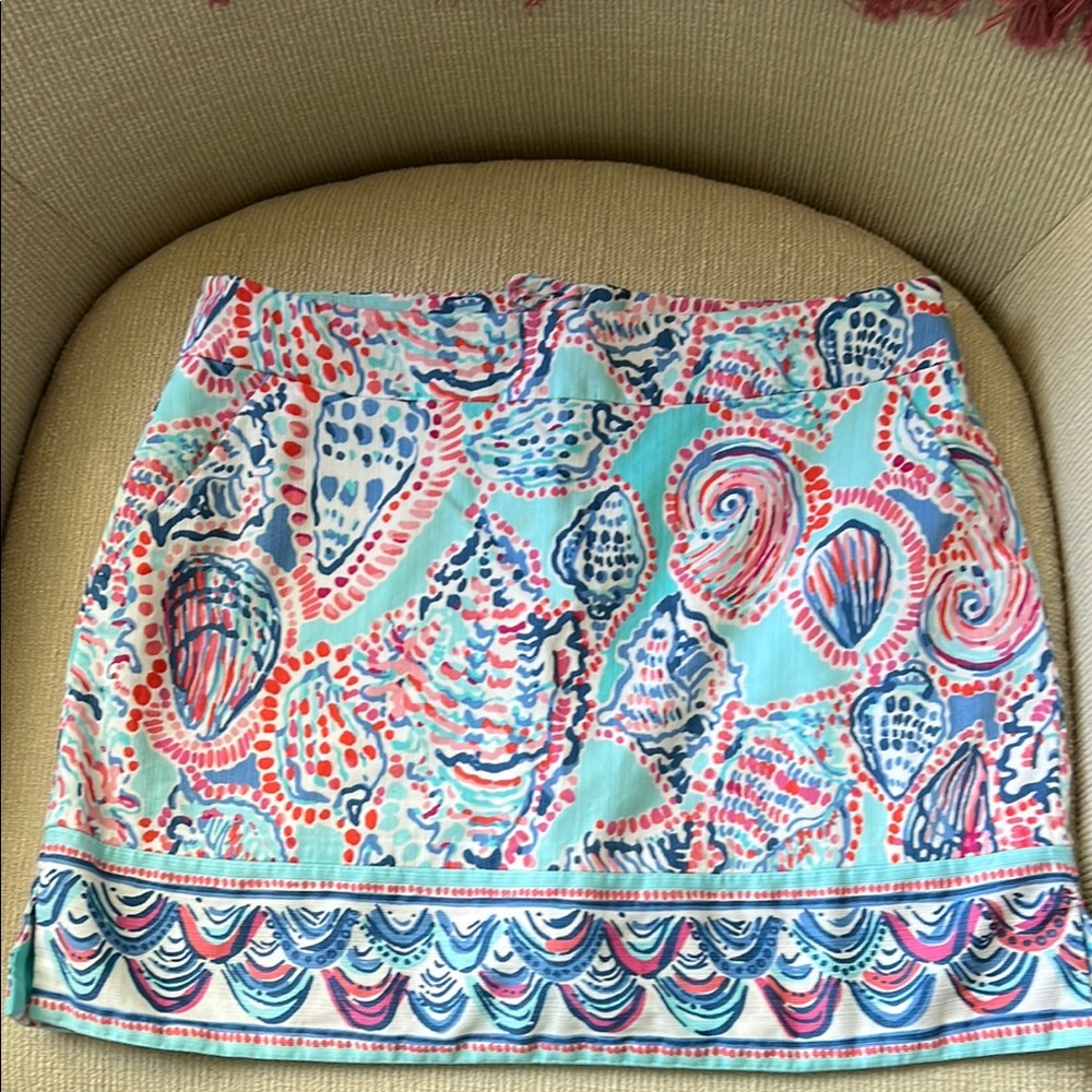 Lilly Pulitzer Shell Me About It Skort Size 8 - Blue/Pink Cotton Pockets